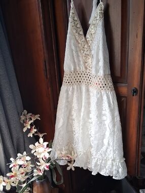 Coastal Cowgirl Sz Small Boho Chic Lace Embellished A Line Dress